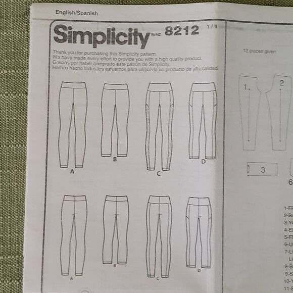 Up For Any Thing Misses Knit Leggings Sewing Pattern Simplicity 8212, XXS - XXL - Picture 2 of 5